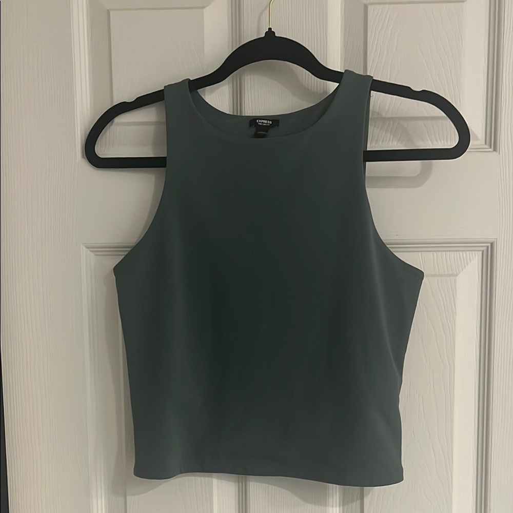 Express Green Fitted Crop Tank Top